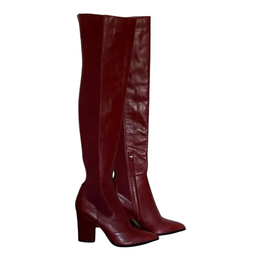 Sam Edelman Women's Natasha High Red Knee High Boot Burgundy 7.5 NWT